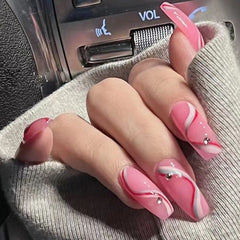 24pcs Multiple Styles Fake Nails Detachable French With diamond Stars False Nails Press On Nails Full Nail Art Tips 2022 New