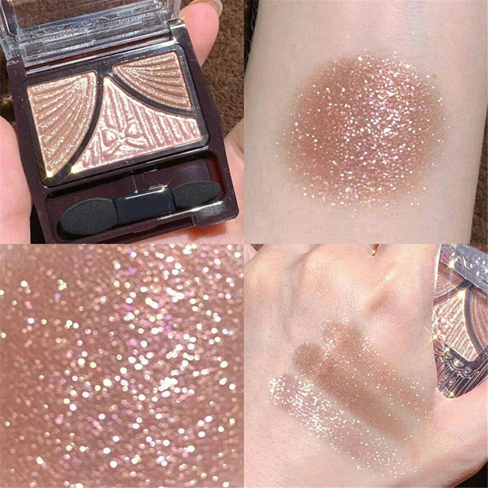 YICKYUE  -  Three-color Pearly Eyeshadow Palette Bright Matte Shimmer Crystal Bow Tie Glitter Eyeshadow Waterproof Lasting Pigment Makeup