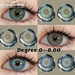 YICKYUE  -  1pair Myopia Lenses Colored Contact Lenses for Eyes With Degrees Prescription Lenses Green Lenses Gray Contacts Yearly