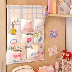 Pink Cute Wall storage bag behind the door Wall-mounted multi-layer storage closet storage bag closet organizer