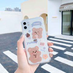 Cute Peach bears phone case for iphone 11 case geometry silicone soft clear for iphone XR XS MAX 7 8 Plus 11 Pro Max cover funda