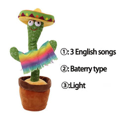 Talking Dancing Cactus USB Charging Shake Plush Toy Lovely Childhood Education Doll Repeat Home Decor Decoration Accessories