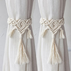 2 Pack Woven Curtain Tiebacks Handmade Macrame Decorative Curtain Holdbacks Boho Home Decor Farmhouse Curtain Window Treatment