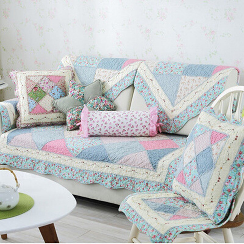 Cotton Plaid on The Sofa Fundas Sofas De Dos Y Tres Plazas Couch Covers Square Floral Backrest Armchair Sofa Chaise Cover Lounge
