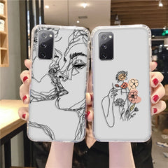 Abstract Case For Samsung S10 Case S20 Plus S21 FE S22 Note 20 Ultra Clear Funda For Samsung S22 Plus M51 M32 M31 M21 Soft Cover