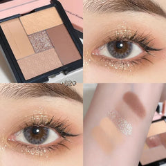 YICKYUE  -  5-Color Shiny Eye Shadow Palette Gliiter Matte Korean Makeup Nude Brown Low Saturation Waterproof Rouge Contour Shadow Palette