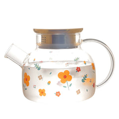 Japanese Style Clear Glass Cold Kettle Cool Kettle Juice Scented Tea Fruit Teapot Tea Maker Large Capacity Teacup Tray