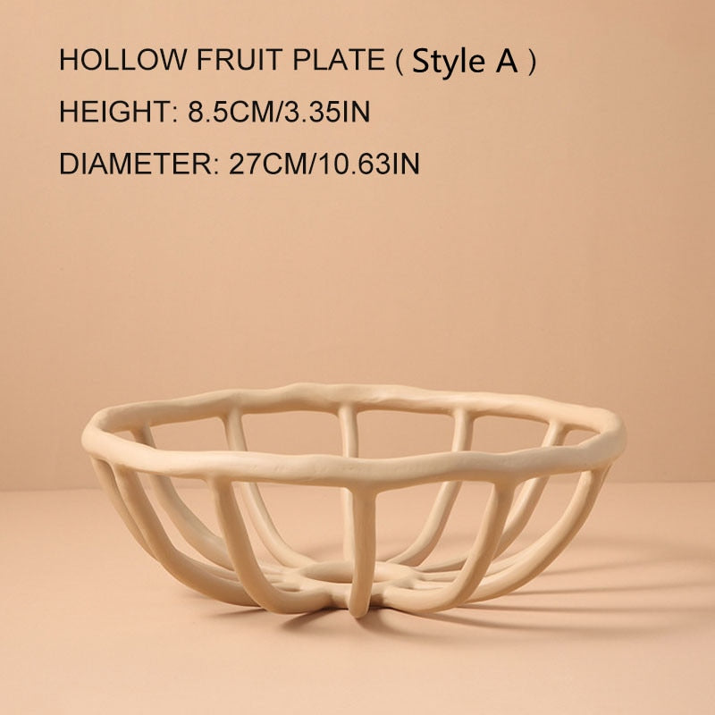 Stylish Hollow Fruits Basket Nordic Storage Tray for Snacks Bread Candy Multictional Resin Foods Plate Desktop Decor Ornaments