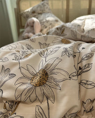 YICKYUE  -  Romantic vintage pastoral flower bedding set,twin full queen french floral cotton home textile bed sheet pillow case quilt cover