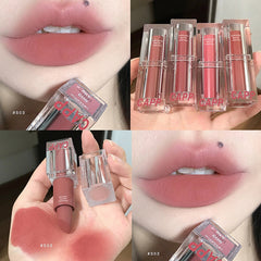Yickyue  6 Color Transparent Acrylic Matte Lipstick Waterproof Long Lasting Lip Stick Sexy Red Pink Velvet Nude Lipsticks Women Cosmetics