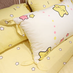 Kawaii Star Bedding Set Cotton For Girl Full Queen King Size Cute Strawberry Couple Bed Sheet Pillowcase Bedroom Duvet Cover