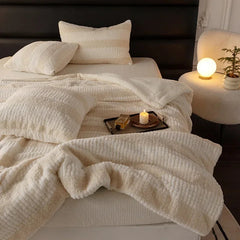 YICKYUE   -  Teddy Fleece Blankets Stitch Winter Cozy Soft Blankets Multifunctional Farley Plush Blanket Cover Thermal Mat for Home Plaid ??