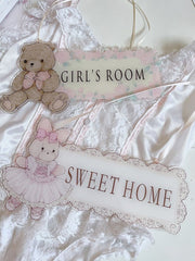 YICKYUE  -  Cute Cartoon Bunny Doorplate for Girl, House Decoration, Pink