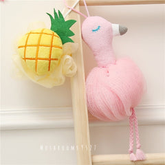 Super Cute Creative Flamingo Pineapple Shape Bathing Bath Ball Pink Bath Bathing Flower Ball Bubble Ball Creative Decoration