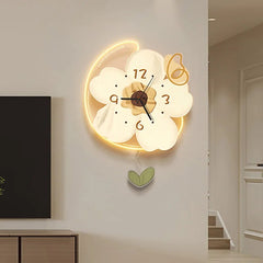 Yickyue Flower Aesthetics Wall Decor Funny Plant Classic Modern Clock Wall Art Cute Movement Minimalistic Quiet Neon Horloge Home Design