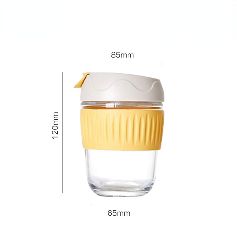 YICKYUE  -  320ml Water Bottle Heat-resistant Glass Water Cup Transparent Coffee Cup Carry Juice Cup Portable Cup for Outdoor Travel Bottles
