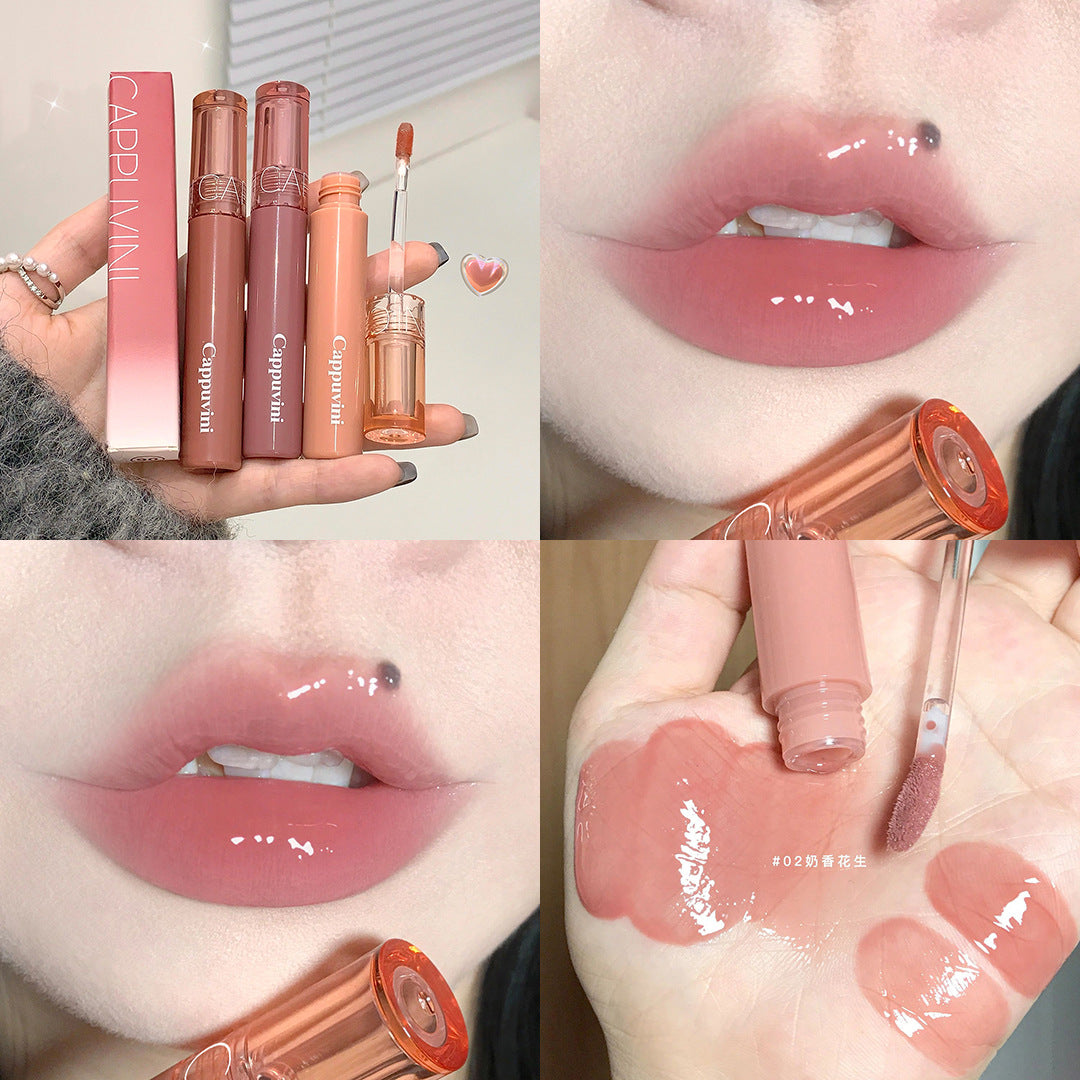 YICKYUE  -  Cappuvini Juice Lip Gloss Jelly Mirror Gloss Lipstick Long Lasting Moisturizer Water Light Lipstick Affordable Makeup Cosmetics