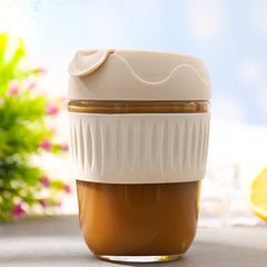 YICKYUE  -  320ml Water Bottle Heat-resistant Glass Water Cup Transparent Coffee Cup Carry Juice Cup Portable Cup for Outdoor Travel Bottles