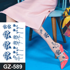 YICKYUE  -  Juice Tattoo Sticker 8Pcs/lot Flowers Tattoo Fake Long Lasting Herbal Semi-permanent Tattoos Leg Breast Sleeve Women