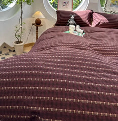 YICKYUE  -  Vintage Claret Flower Bedding Set,twin Full Queen King Retro French Floral Cotton Home Textile Bed Sheet Pillow Case Quilt Cover