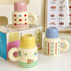 YICKYUE  -  Large Capacity Cup Water Kettle Kettles Women Gilr Cute Color Ceramic Lid Tea Mikl Coffee Cups Water Set Kitchen Acceesories