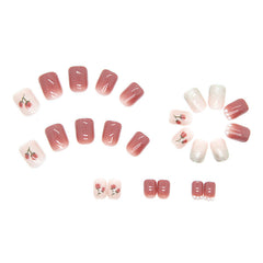 Yickyue Gentle Bean Sand Gradient White Wear Nail Short Temperament Pearl Fine Glitter Diamond Nail Fairy Rose Nail Piece Stick On Nails