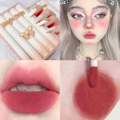 Yickyue 5pcs/set  Matte Liquid Lipstick Makeup Waterproof Long-lasting Non-Stick Cup Nude Brown Lip Tint Girl's Velvet Matte Lip Gloss