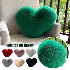 YICKYUE  -  Heart Shape Throw Pillow Sofa Car Stuffed Seat Cushion Double-sided Imitation Fox Fur Plush Cushion Home Decor Waist Cushions