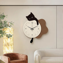Yickyue Cats Kawaii Wall Clocks Stylish Nordic Cute Modern Clock Wall Background Quartz Classic Funny Reloj De Pared Home Decor Interior