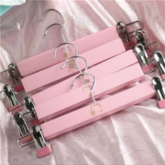 YICKYUE  -  Wooden Hanger for Adult, Pink Clothes Hangers, High Quality Cute Clothing Pants Hanger, Home Storage Organizer, 5Pcs