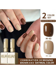 YICKYUE  -  15ml Gel Nail Polish - Brownie Brown, Oatmeal Color UV/LED Soak Off Formula, Ideal for DIY Nail Art at Home or Salon Use