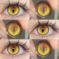 YICKYUE  Cosplay Color Contact Lenses for Eyes Makeup Halloween Purple Lenses Yellow Contact Lenses Eye Cosmetic Anime Accessories