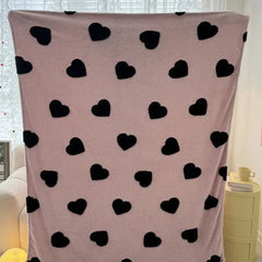 YICKYUE  -  Love Heart Soft Throw Blanket Premium Silky Flannel Fleece 3D Jacquard Decorative Fuzzy Blankets, for Women and Girls Bedroom