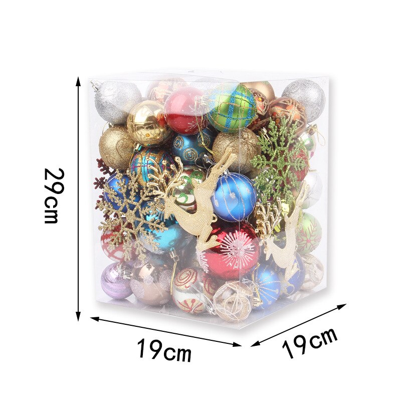 Yickyue 1 Box Plastic Christmas Balls Xmas Tree Hanging Pendant Elk Snowflake Home Christmas Ornaments Navidad New Year Gifts 2023