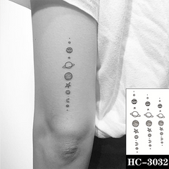 Waterproof Temporary Tattoo Sticker Planet Tattoo Women Men Body Art Arm Waist Fake Tattoo
