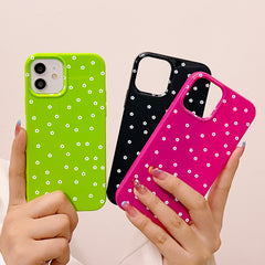 YICKYUE  - Korean Floral Flower Phone Case For iPhone 15 Pro Case iPhone 11 12 13 14 Pro Max 7 8 Plus XR XS X SE Candy Color Glossy Cover