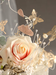 Wedding Cake Crown Topper Cake  Decoration  Ornate Wrought Iron Butterfly Wreath Ornaments Pearl Crystal Crown Birthday Dress Up