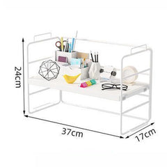 Yickyue White Tabletop Sundry Storage Shelf,Student Hostel Storage Rack,Perfume Cup Finishing Rack,Double Deck Single Layer Storage