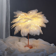 Yickyue LED Feather Light Fairy Table Lamp Adjustable Warm White Table Lamp Night Light For Home Decor Desktop