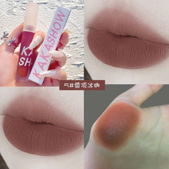 Kakashow Light Mist Matte Lip Glaze Velvet Moisturizing Easy To Color Non-stick Cup Nude Makeup Beginner Natural Lip Makeup