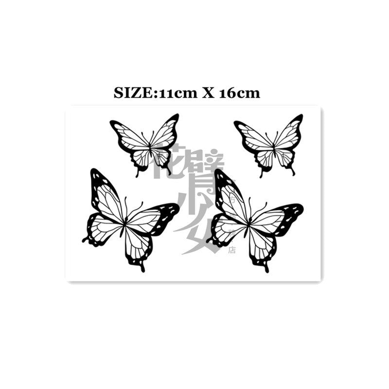 Waterproof Temporary Tattoo Sticker Black And White Butterfly Tattoo Flash Tattoo Arm Clavicle Female