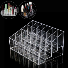 Clear 24 Grid Lipstick Stand Case Makeup Organizer Storage Box Lipstick Display Stand Holder Cosmetic Jewelry Organizer Box
