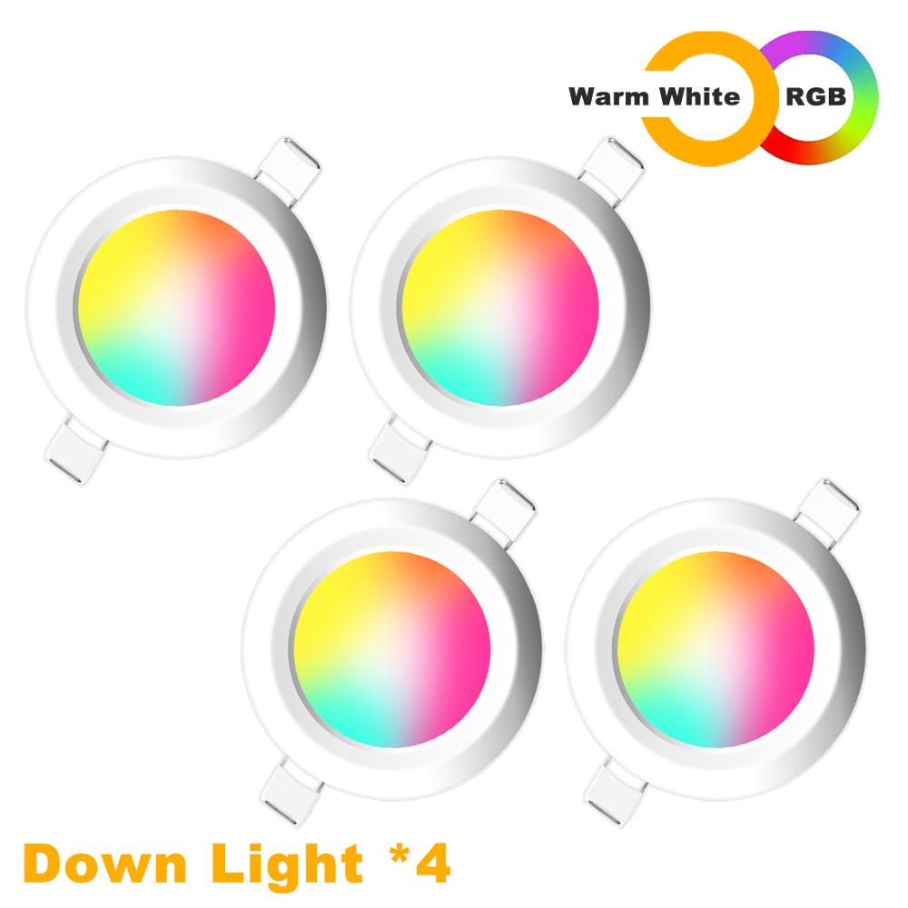 4pcs LED Downlight Round Dimmable 7W RGBW LED kids Ceiling Recessed Spot Light Infrared controller Color Changing AC 110V/220V