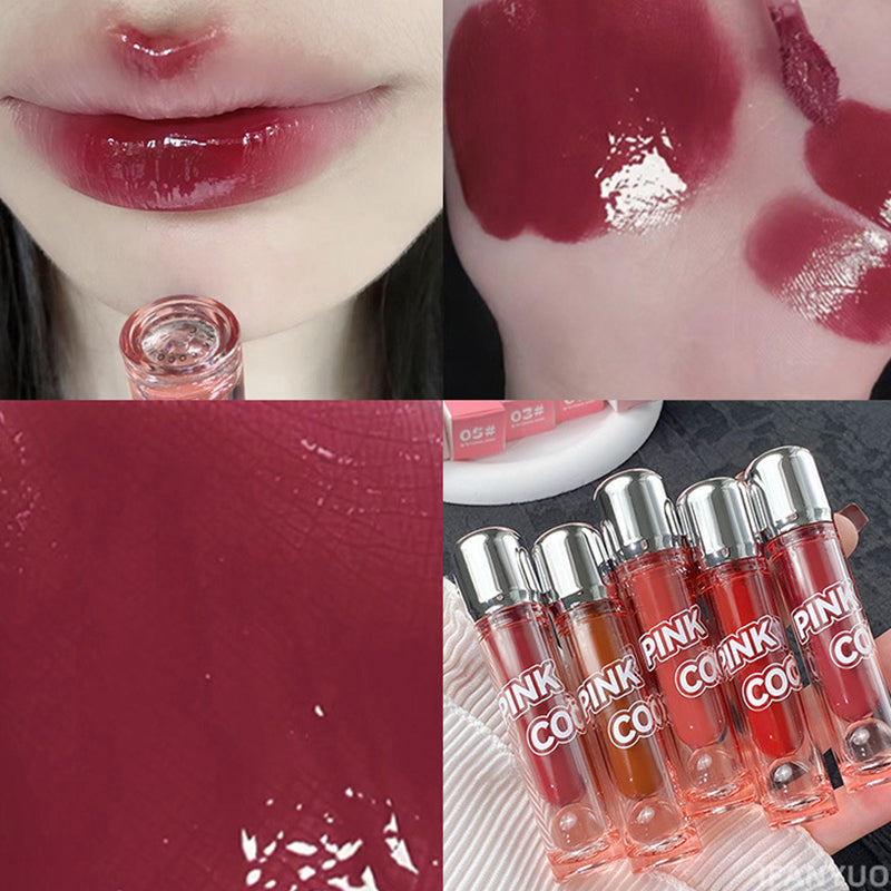 YICKYUE  -  Mirror Water Lipgloss Sexy Glitter Lip Gloss Korean Lips Makeup Tint Long Lasting Non-Stick Cup Liquid Lipstick for Women Girls