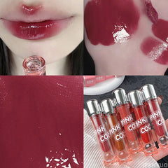 YICKYUE  -  1pc Sexy Red Jelly Mirror Lipstick Long Lasting Non-stick Cup Moisturize Water Light Lip Gloss Korean Lips Makeup Cosmetics New