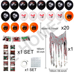 YICKYUE  -  Halloween Balloons Garland Kit Foil Balloons Door Couplet For Kids Halloween Theme Party Background Classroom Decorations Toys