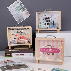 Wooden Money Bank Cash Boxes Piggy Banks Home Decor Kids Gift Money Boxes Pocket Money Storage Box Room Decoration Display Case
