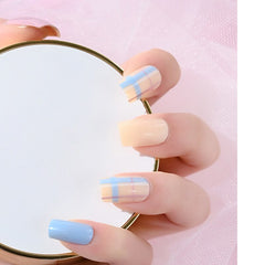 2022 New Acrylic False Nail Gradient Stripe Geometric Art Tips Natural Full Cover Fake Nail Wearable Plant Image Nails Jelly gum