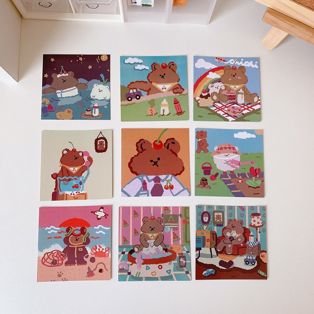 Japanese Cute Animal Teddy Candy Bear Wall Painting Home Decoration DIY Cartoon Bedroom Decoration Card Girl Wall Stickers 2021