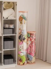 Doll Storage Bucket Box Basket Column Plush Toy Transparent Cylindrical Doll Doll Storage Rotatable PVC Cylindric Tubes
